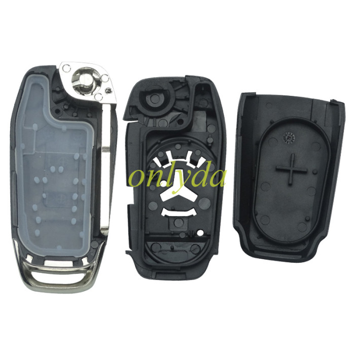 free shipping 10pcs/lot for Ford  flip remote key shell with Hu101 blade with battery clamp , without badge