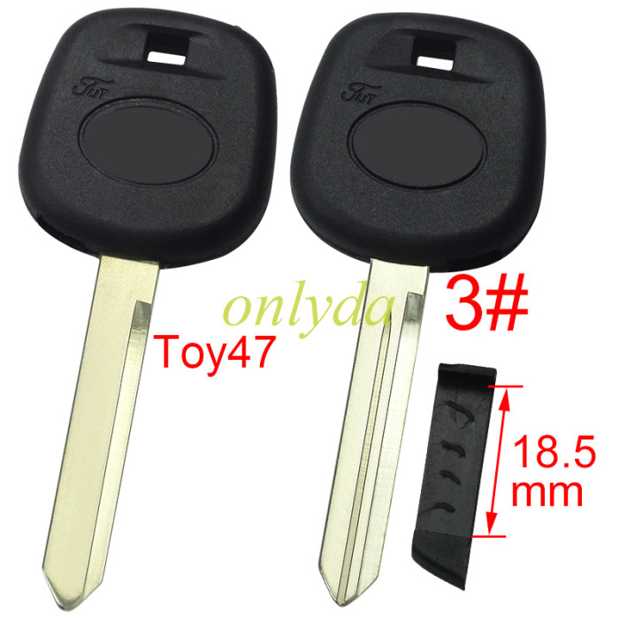 For Toyota transponder key blank with badge with carbon chip part