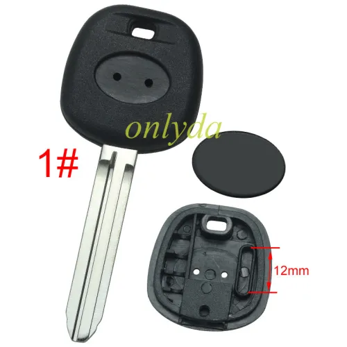 Super Stronger GTL shell  Toyota transponder key blank with badge with  carbon chip part, Pls choose blade model