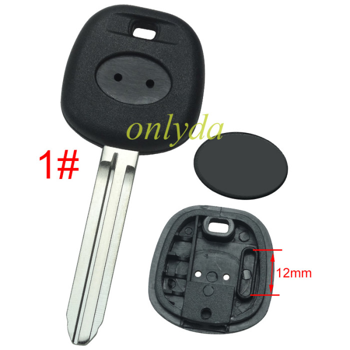 Super Stronger GTL shell  Toyota transponder key blank with badge with  carbon chip part, Pls choose blade model