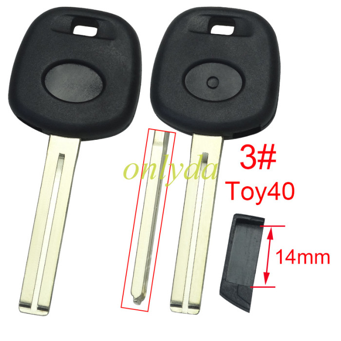 For Toyota transponder key blank  with blade,two side logo Soft plastic handle,  1# Toy43 ,2#Toy48,3#Toy40 ,pls choose blade model