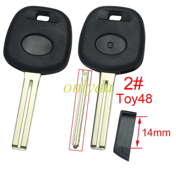 For Toyota transponder key blank  with blade,two side logo Soft plastic handle,  1# Toy43 ,2#Toy48,3#Toy40 ,pls choose blade model