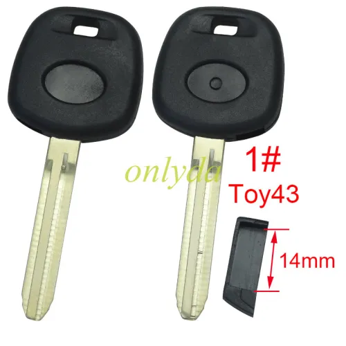 For Toyota transponder key blank  with blade,two side logo Soft plastic handle,  1# Toy43 ,2#Toy48,3#Toy40 ,pls choose blade model