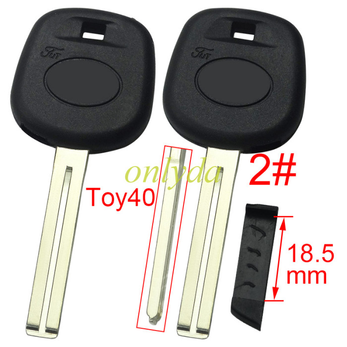 For Toyota transponder key blank with badge with carbon chip part