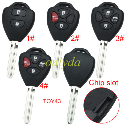 Super Stronger GTL shell  Toyota upgrade  remote key blank with TOY43 blade without badge, pls choose button model