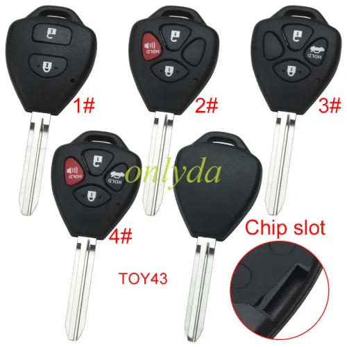 Super Stronger GTL shell  Toyota upgrade  remote key blank with TOY43 blade without badge, pls choose button model