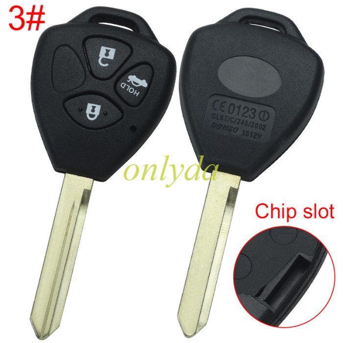Super Stronger GTL shell  Toyota upgrade  remote key blank with TOY47 blade with badge， pls choose button model