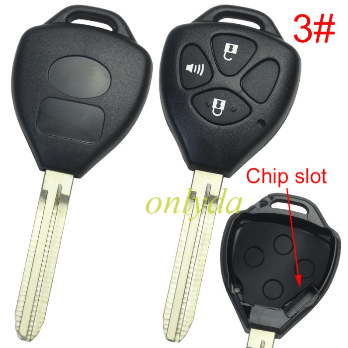 For Toyota  remote key shell with Toy43 blade with badge , pls choose button model