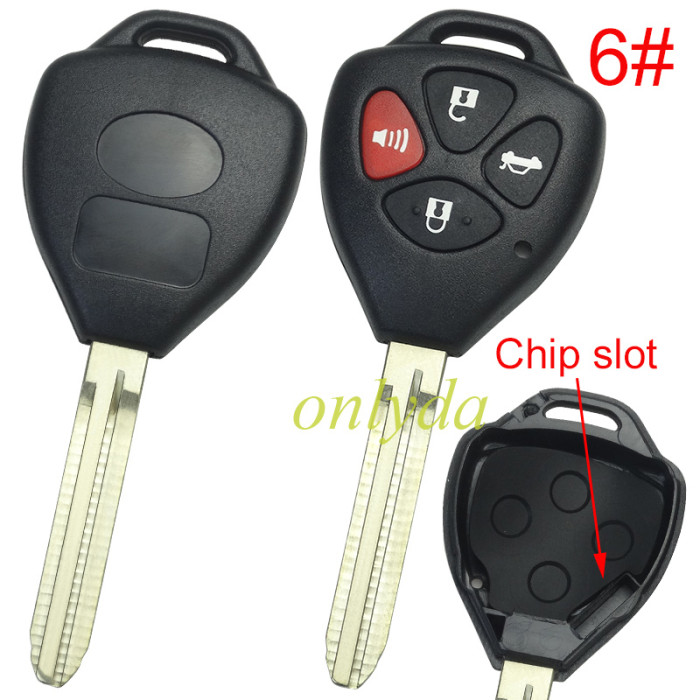 For Toyota  remote key shell with Toy43 blade with badge , pls choose button model