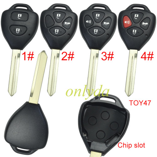 For Toyota  remote key shell with Toy47 blade without badge , pls choose button model