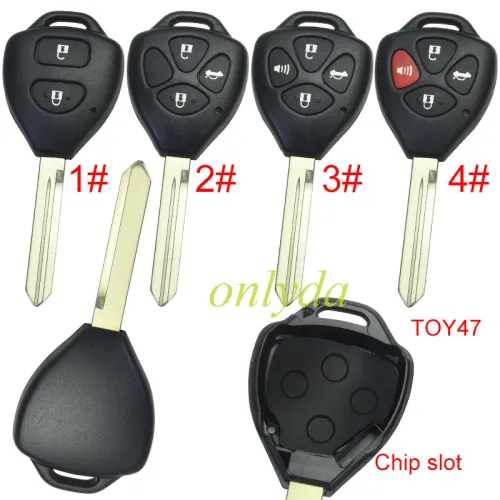 For Toyota  remote key shell with Toy47 blade without badge , pls choose button model