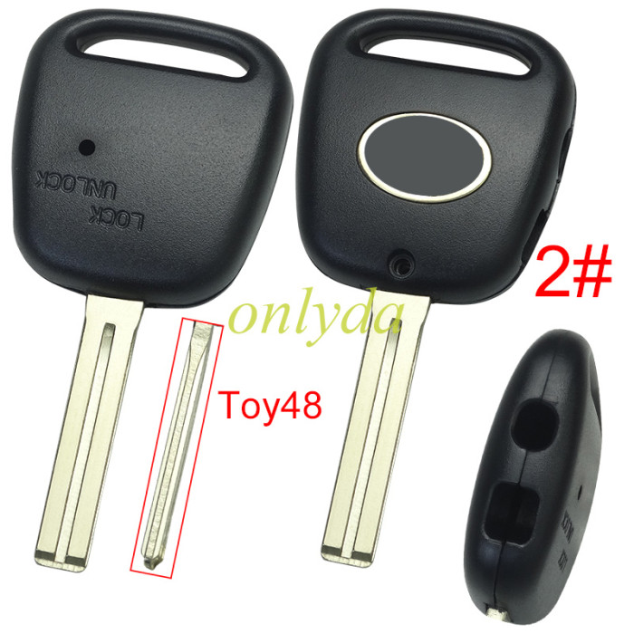 For Toyota 2 button remote key with light hole with badge, pls choose blade model