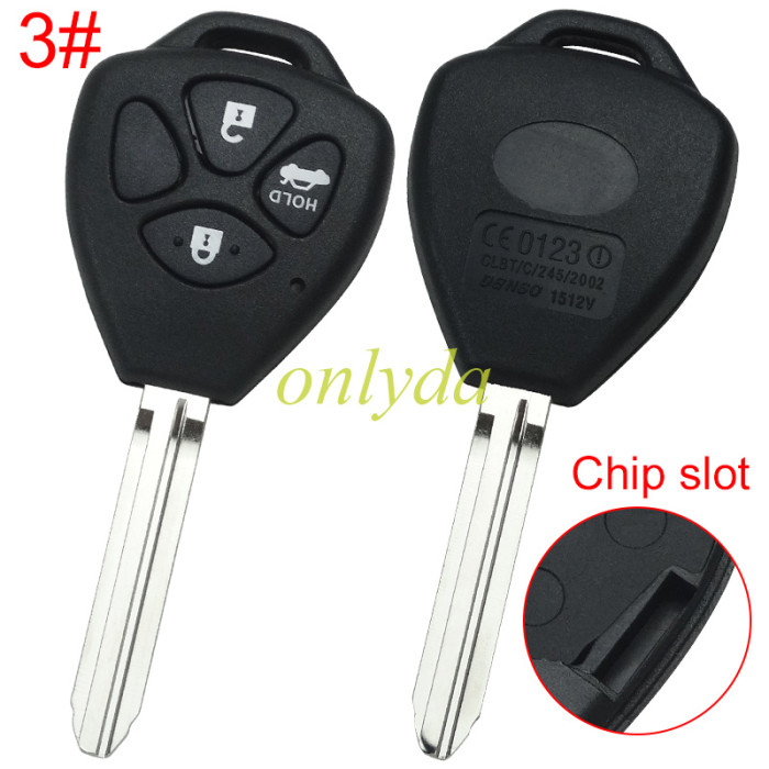 Super Stronger GTL shell  Toyota upgrade 2 button remote key blank with TOY43 blade with logoSuper Stronger GTL shell  Toyota upgrade  remote key blank with TOY43 blade with bagde, pls choose button model