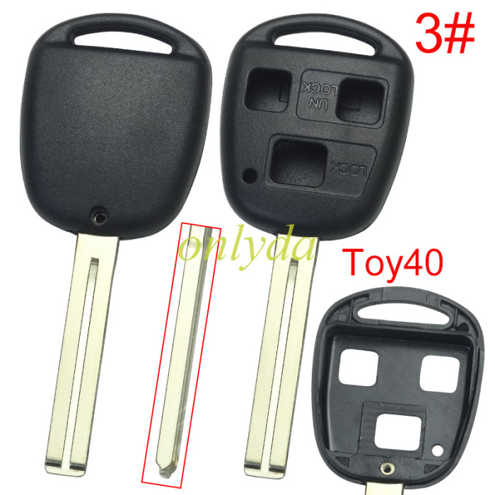 For Toyota 3 Button Remote key blank without badge, pls choose blade model