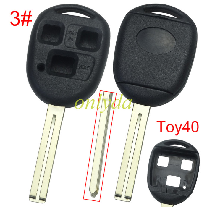 Super Stronger GTL shell  Toyota upgrade 3 button key shell with badge,pls choose blade model