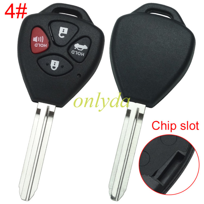 Super Stronger GTL shell  Toyota upgrade  remote key blank with TOY43 blade without badge, pls choose button model