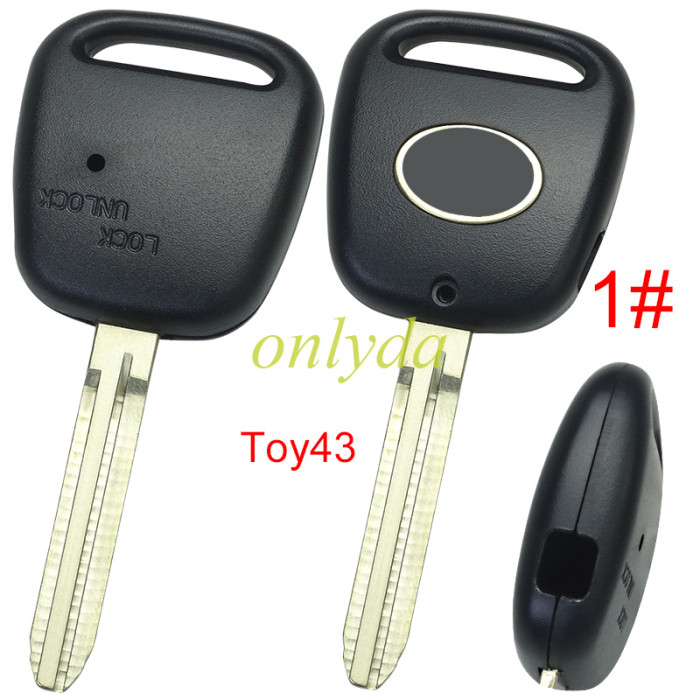 For Toyota 1 button remote key with light hole with badge,pls choose blade model