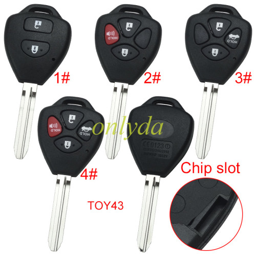 Super Stronger GTL shell  Toyota upgrade 2 button remote key blank with TOY43 blade with logoSuper Stronger GTL shell  Toyota upgrade  remote key blank with TOY43 blade with bagde, pls choose button model