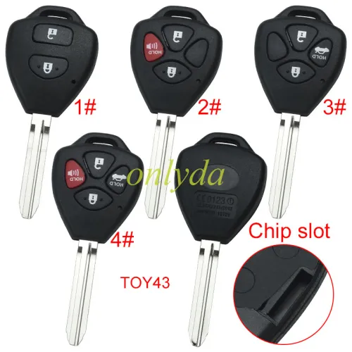 Super Stronger GTL shell  Toyota upgrade 2 button remote key blank with TOY43 blade with logoSuper Stronger GTL shell  Toyota upgrade  remote key blank with TOY43 blade with bagde, pls choose button model