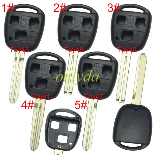 For Toyota 3 Button Remote key blank without badge, pls choose blade model