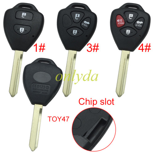 Super Stronger GTL shell  Toyota upgrade  remote key blank with TOY47 blade with badge， pls choose button model