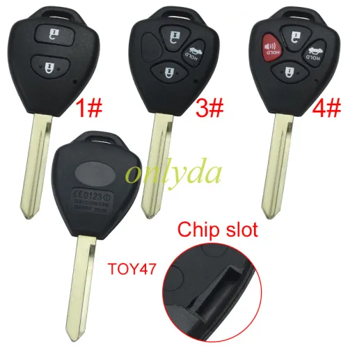 Super Stronger GTL shell  Toyota upgrade  remote key blank with TOY47 blade with badge， pls choose button model