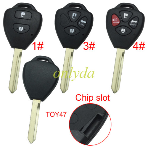 Super Stronger GTL shell  Toyota upgrade  remote key blank with TOY47 blade without badge, pls choose button model