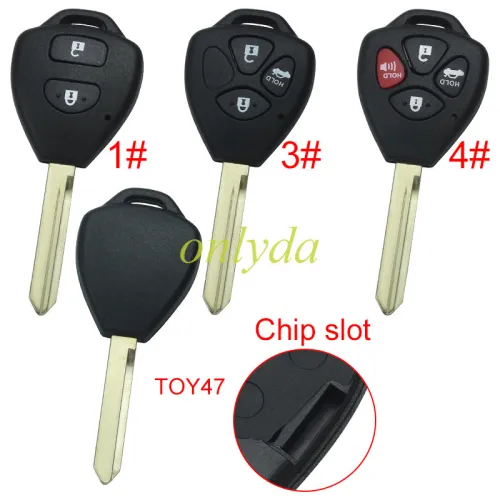 Super Stronger GTL shell  Toyota upgrade  remote key blank with TOY47 blade without badge, pls choose button model