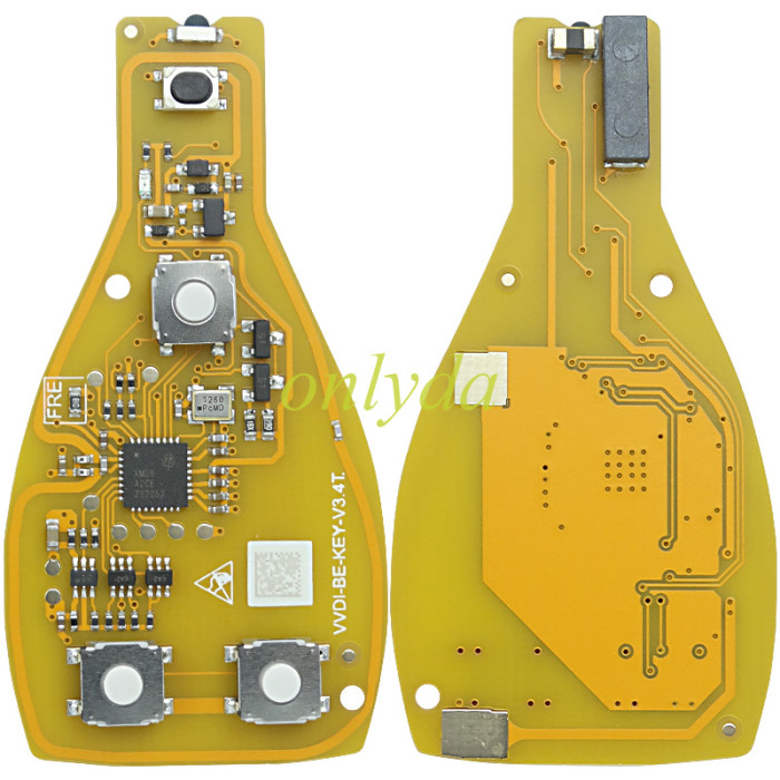 Free shipping 5pcs/lot Xhorse VVDI 3 button remote Key  for Mercedes-Benz Yellow Color board without point 434mhz