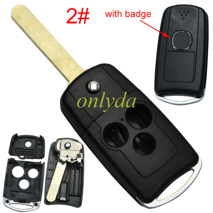 For Acura   Flip Rmote Key shell & HON66 blade with badge place,please choose the button type