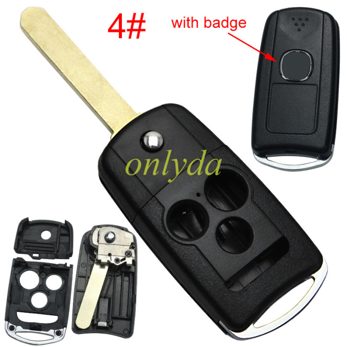 For Acura   Flip Rmote Key shell & HON66 blade with badge place,please choose the button type