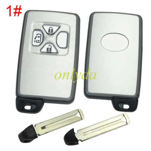 For Toyota  remote key shell with Silver square button with key blade with badge , pls choose button model