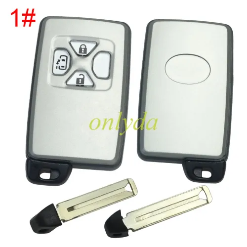 For Toyota  remote key shell with Silver square button with key blade with badge , pls choose button model