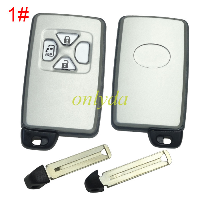 For Toyota  remote key shell with Silver square button with key blade with badge , pls choose button model