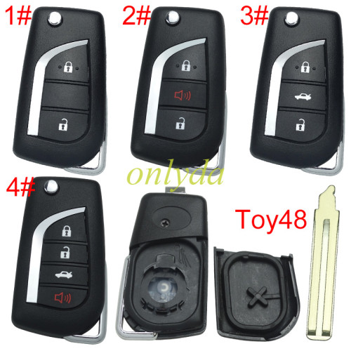 For Toyota  flip remote key blank with TOY48 blade with badge , please choose the button model