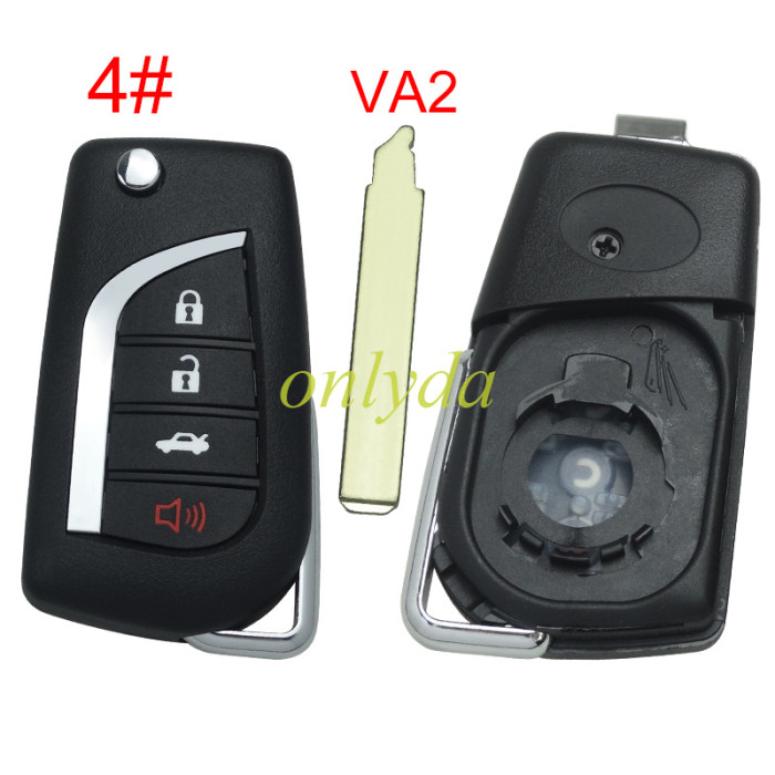For Toyota  flip remote key blank with VA2 blade with badge , please choose the button model