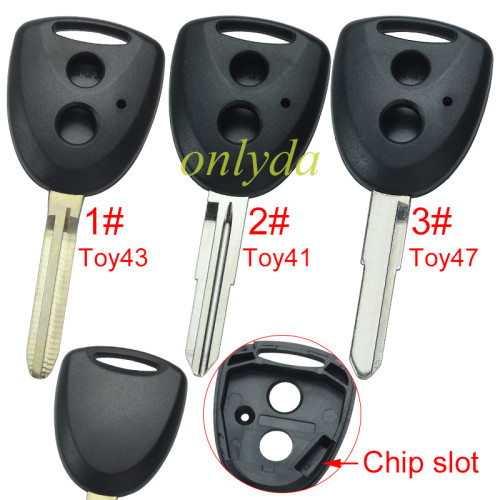 For Toyota 2 button remote key shell with  blade without badge  used for FT ,  1#Toy43, 2#Toy41, 3#Toy47 pls choose blade model
