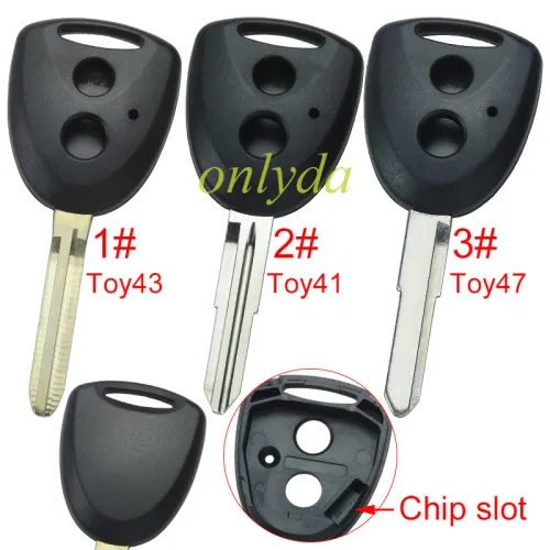 For Toyota 2 button remote key shell with  blade without badge  used for FT ,  1#Toy43, 2#Toy41, 3#Toy47 pls choose blade model