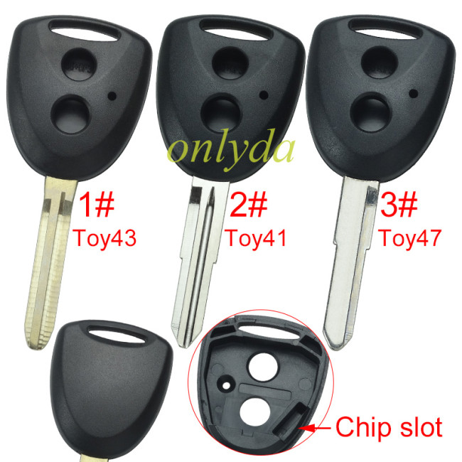 For Toyota 2 button remote key shell with  blade without badge  used for FT ,  1#Toy43, 2#Toy41, 3#Toy47 pls choose blade model