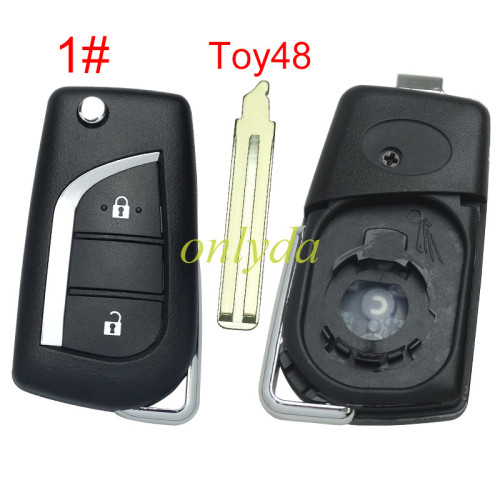 For Toyota  flip remote key blank with TOY48 blade with badge , please choose the button model