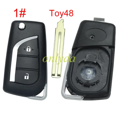 For Toyota  flip remote key blank with TOY48 blade with badge , please choose the button model