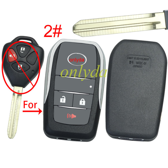 For Toyota  modified key shell with TOY 43 blade with badge，pls choose button model