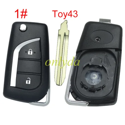 For Toyota  flip remote key blank with Toy43 blade with badge , please choose the button model