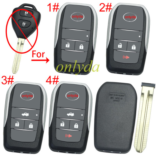For Toyota  modified key shell with TOY 43 blade with badge，pls choose button model
