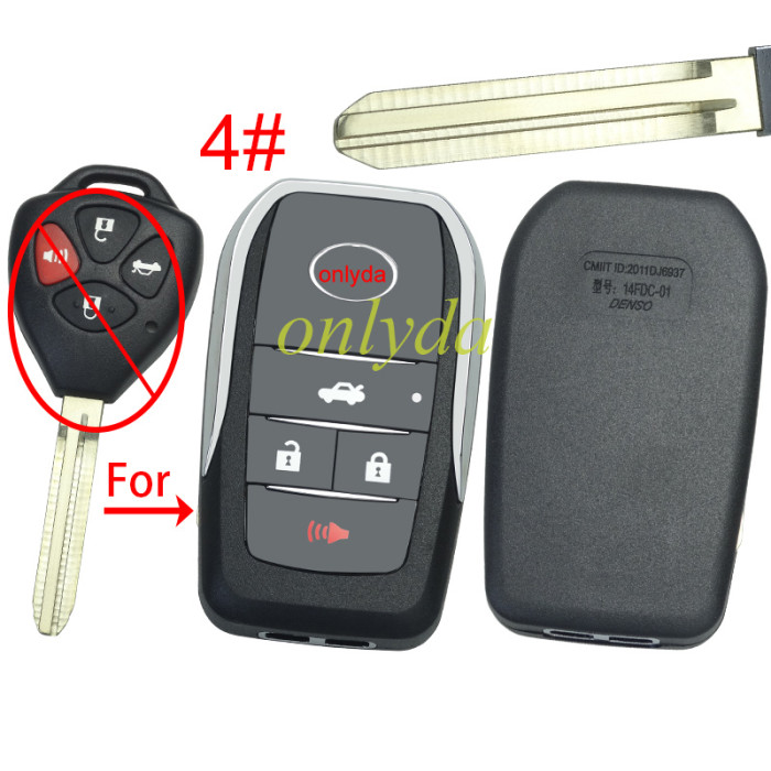 For Toyota  modified key shell with TOY 43 blade with badge，pls choose button model