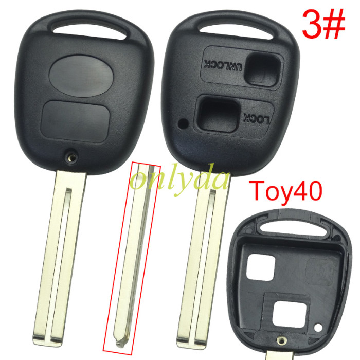 For Toyota 2 Button Remote key blank with bagde，pls choose blade model