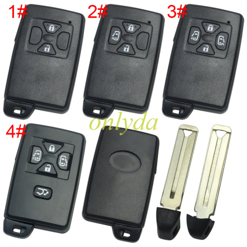 For Toyota  remote key shell with Black square  with key blade with badge , pls choose button model