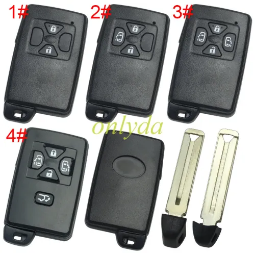 For Toyota  remote key shell with Black square  with key blade with badge , pls choose button model