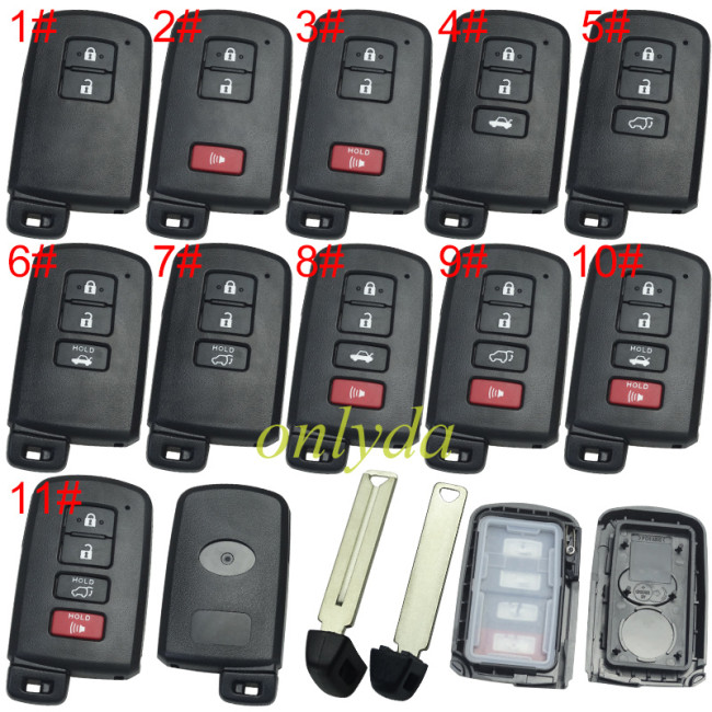 For Toyota  remote key shell with blade with badge  ,the button is square, pls choose button model