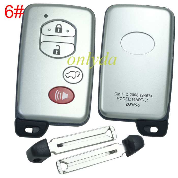For Toyota  remote key shell with badge with blade , pls choose button model .
